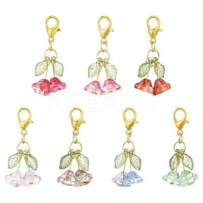 7Pcs Glass & Acrylic Pendant Decorations HJEW-YW00125-1