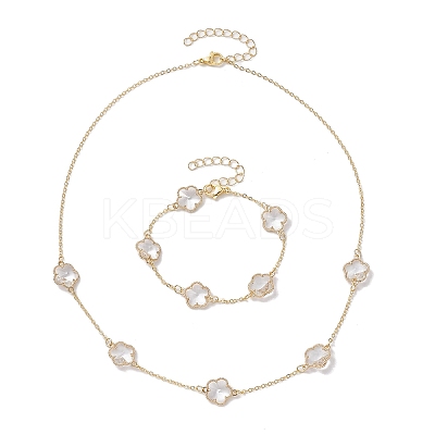Glass Flower Links Bracelets & Necklaces Kits SJEW-JS01293-1