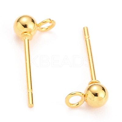 304 Stainless Steel Ball Post Stud Earring Findings X-STAS-Z035-02G-B-1