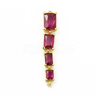 Brass Pave Cubic Zirconia Connector Charms KK-G458-01G-01-1