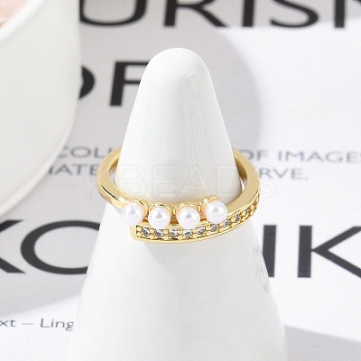 Brass Micro Pave Clear Cubic Zirconia Finger Rings for Women RJEW-R011-08G-02-1