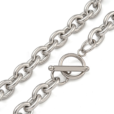 304 Stainless Steel Cable Chain Necklaces for Men Women NJEW-G152-01P-1