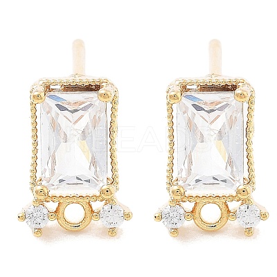 Brass Clear Cubic Zirconia Stud Earring Findings LS-KK-A238-01C-G-1
