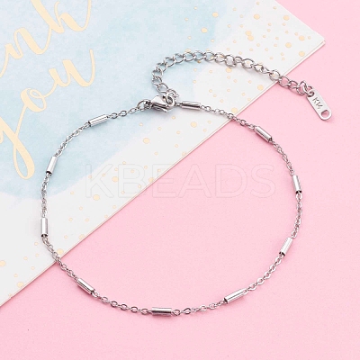 Tarnish Resistant 304 Stainless Steel Cable Chains Anklets AJEW-AN00392-01-1