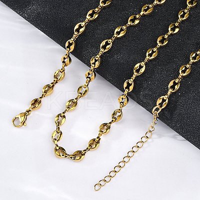 304 Stainless Steel Coffee Bean Chain Necklaces NJEW-C073-11G-1