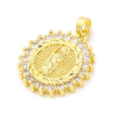 Brass Pendants with Cubic Zirconia KK-D536-14G-1