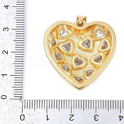 Rack Plating Heart Brass Micro Pave Clear Cubic Zirconia Pendants KK-P287-37G-1