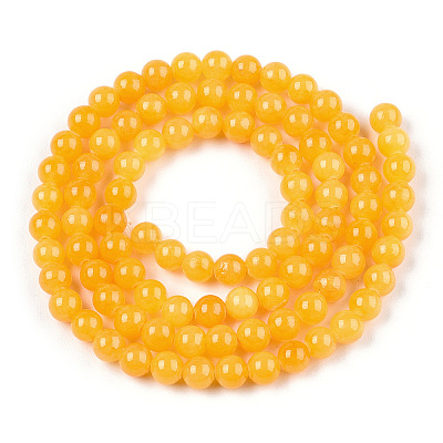 Natural Dyed Yellow Jade Gemstone Bead Strands G-R271-4mm-Y08-1