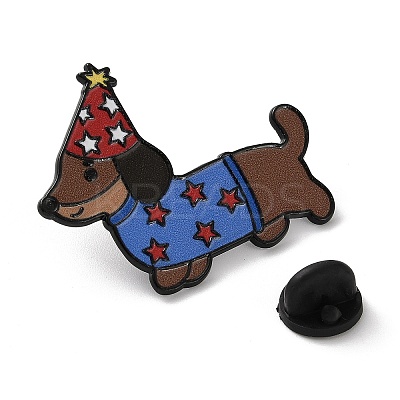Dachshund with Birthday Hat Enamel Pins JEWB-Z048-08EB-04-1