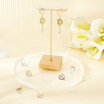 40Pcs 4 Colors 201 Stainless Steel Stud Earring Findings STAS-DC0009-82-1