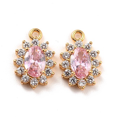 Real 18K Gold Plated Brass Micro Pave Cubic Zirconia Charms ZIRC-Z023-04E-NR-1