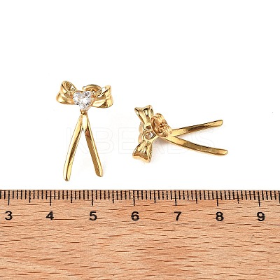 304 Stainless Steel Micro Pave Clear Cubic Zirconia Stud Earrings EJEW-I318-01G-05-1
