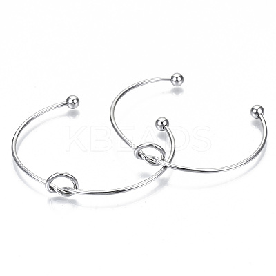 Tarnish Resistant 304 Stainless Steel Love Knot Cuff Bangle Making MAK-S073-001P-1