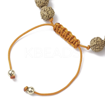 Round Natural Rudraksha and Synthetic Dyed Turquoise Braided Bead Bracelets BJEW-JB10550-1