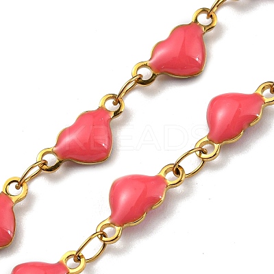 Ion Plating(IP) Golden 304 Stainless Steel Heart Link Chain Necklaces NJEW-E098-02G-05-1