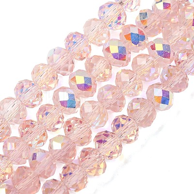 Electroplate Transparent Glass Beads Strands EGLA-A046-01B-15-1