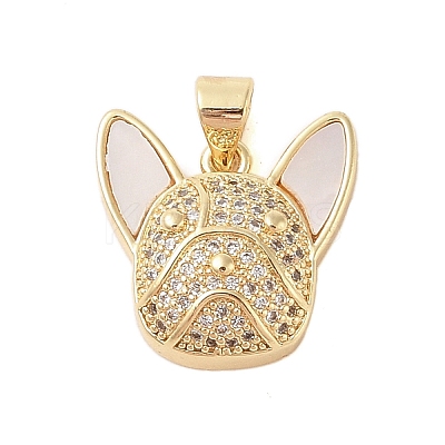 Brass Micro Pave Clear Cubic Zirconia Pendants KK-I712-34G-1
