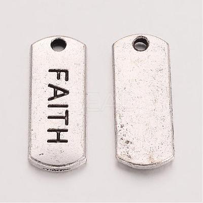 Tibetan Style Alloy Rectangle with Word Faith Pendants TIBEP-Q043-058-RS-1