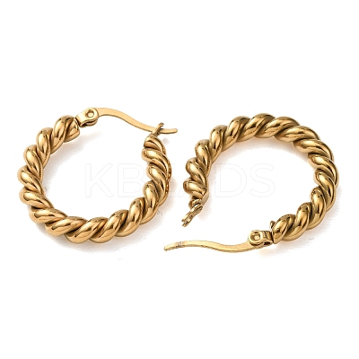 Iron Plating(IP) 304 Stainless Steel Twist Rope Hoop Earrings for Women X-EJEW-G298-07B-G-1