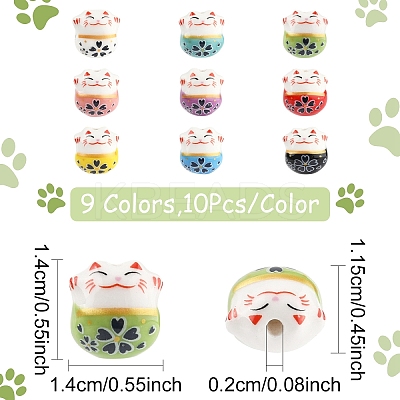 10Pcs Handmade Printed Porcelain Beads PORC-YW0001-29A-1
