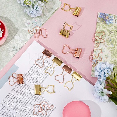 14Pcs 2 Style Cat & Heart Iron Binder Clips AJEW-GF0007-05-1