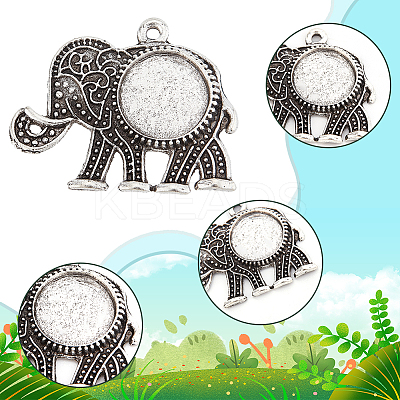 DIY Blank Dome Elephant Pendant Making Kit DIY-PH0013-41-1