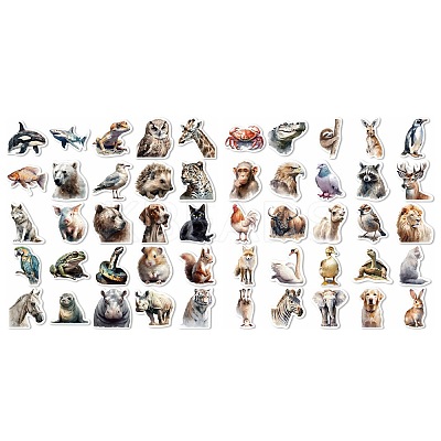 50Pcs Animal PVC Self-Adhesive Cartoon Stickers STIC-B001-04-1