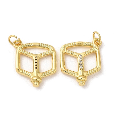 Rack Plating Brass Micro Pave Cubic Zirconia Pendants KK-C030-16G-1