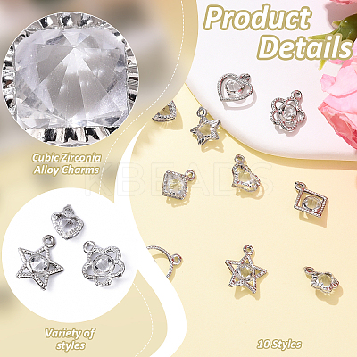 100Pcs 10 Styles Rack Plating Eco-Friendly Alloy Charms FIND-YW0008-79-1