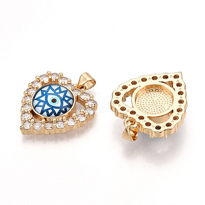Brass Micro Pave Clear Cubic Zirconia Pendants for Women KK-T070-93A-01-1