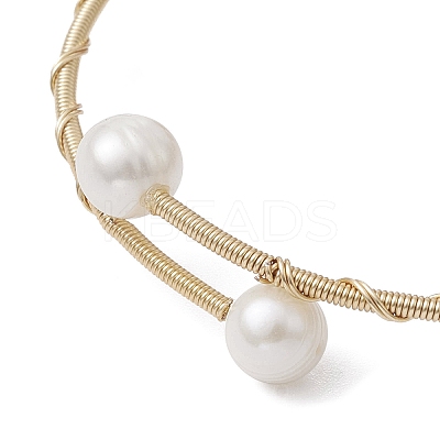 Natural & Synthetic Mixed Gemstone Round Beaded Bangle BJEW-JB09591-1