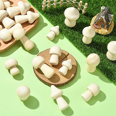 24Pcs 6 Styles Undyed Natural Wood Decoration WOOD-YW0001-44-1