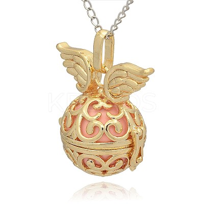 Golden Tone Brass Hollow Round Cage Pendants KK-J233-07G-1