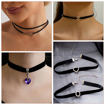 4Pcs 4 Styles Velvet & Imitation Leather Choker Necklaces NJEW-SC0001-73-1