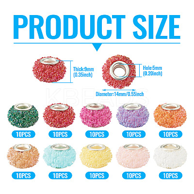 100Pcs 10 Colors AB Color Resin Rose Flower European Beads RESI-TA0003-89-1