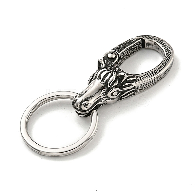 Tibetan Style 316 Surgical Stainless Steel Fittings with 304 Stainless Steel Key Ring FIND-Q101-09AS-02-1