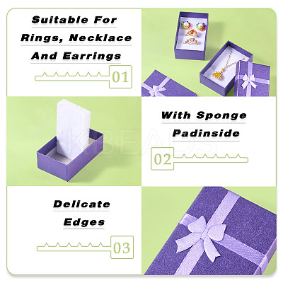Rectangle Paper Jewelry Storage Gift Boxes with Bowknot LS-CON-TAC0014-09A-1
