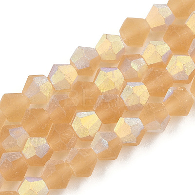 Imitate Austrian Crystal Bicone Frosted Glass Beads Strands GLAA-F029-TM3mm-A18-1