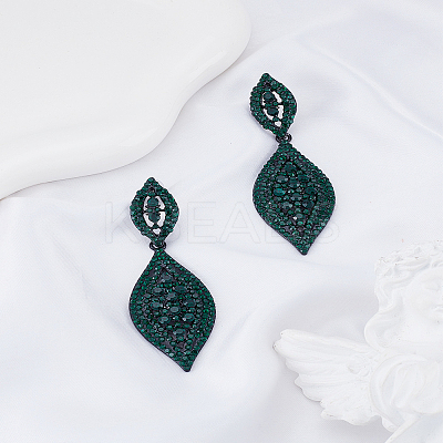 1 Pair Rhinestone Horse Eye Dangle Stud Earrings EJEW-LP0002-92B-1