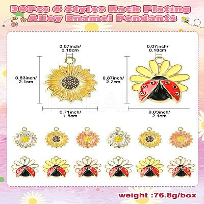 30Pcs 6 Styles Rack Plating Alloy Enamel Pendants ENAM-CJ0006-25-1