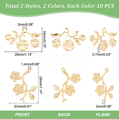 40Pcs 4 Styles 304 Stainless Steel Pendants STAS-UN0033-81-1
