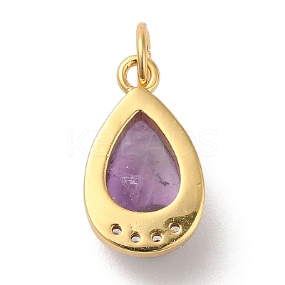 Natural Amethyst Teardrop Charms G-A034-01G-04-1