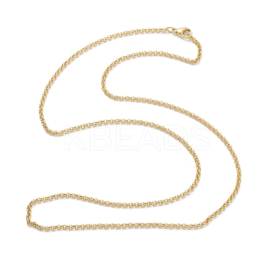 PVD Vacuum Plating 304 Stainless Steel Rolo Chain Necklaces NJEW-I248-11C-G-1