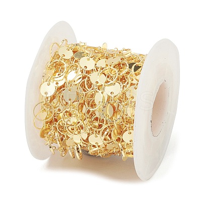 Brass Ring & Flat Round Link Chains CHC-M025-46G-1