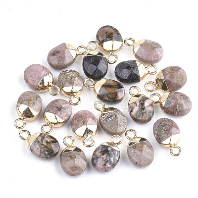 Electroplate Natural & Synthetic Gemstone Charms G-S344-09-M-1