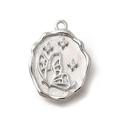 Brass Micro Pave Cubic Zirconia Pendants KK-Q035-16C-P-1