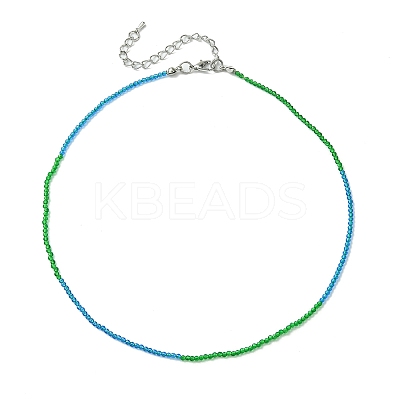 Faceted Rondelle Glass Beaded Necklace for Women NJEW-M208-02B-1