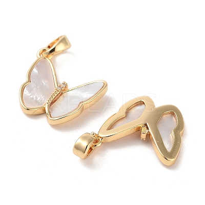 Double Butterfly Brass Micro Pave Clear Cubic Zirconia Pendants KK-B102-19G-1