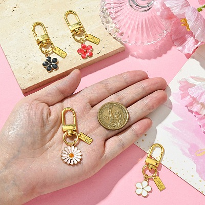 Alloy Enamel Flower Pendant Decorations HJEW-YW00003-1