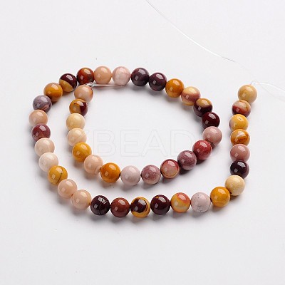 Round Natural Mookaite Gemstone Bead Strands G-J333-06-8mm-1